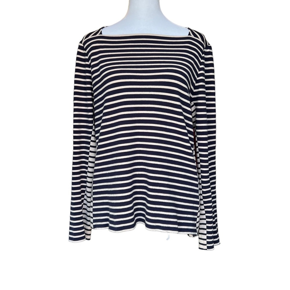 Tory Burch - Boat Neck Navy Stripped Sweater Shirt Sz Large